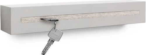 Schlüsselbrett mit Ablage aus Beton "light edition" 33x6x5 cm, Weiß-meliert