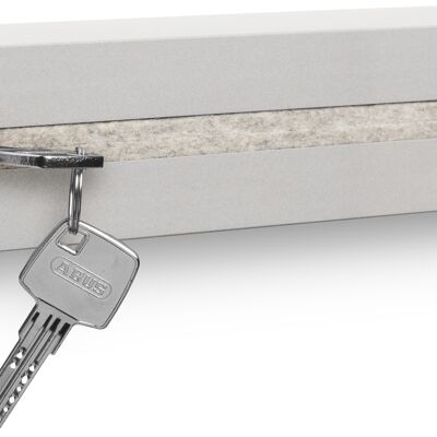 Key holder with shelf made of concrete "light edition" 33x6x5 cm, mottled white