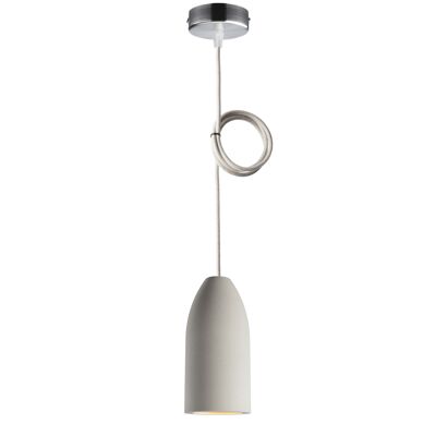 Pendant lamp 1 light edition 7.5 x 16 cm, hanging dining room lamp with pebble textile cable