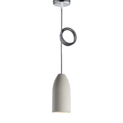 Single-bulb light edition pendant light 7.5 x 16 cm, living room hanging light with cotton textile cable