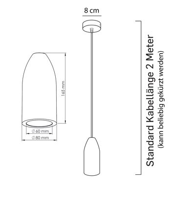 Suspension 1 ampoule light edition 7,5 x 16 cm, suspension salon avec câble textile coton 2