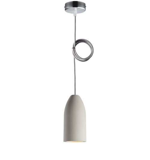 Deckenlampe hängend light edition 7,5 x 16 cm, Pendelleuchte 1 flammig mit Textilkabel Grau