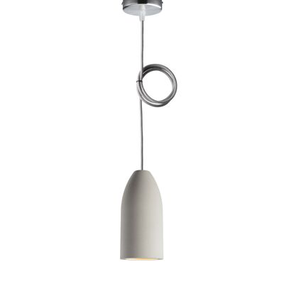 Ceiling lamp hanging light edition 7.5 x 16 cm, pendant lamp 1 flame with gray textile cable
