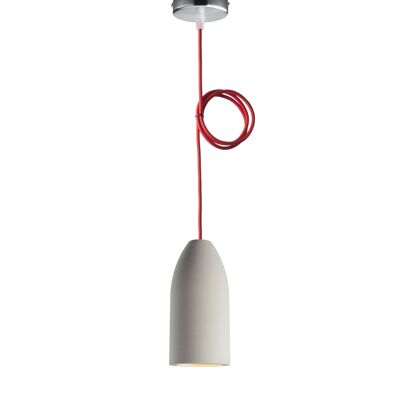 Ceiling lamp dining room light edition 7.5 x 16 cm, pendant lamp 1 bulb with red textile cable