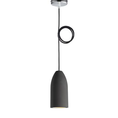 Lampe en béton édition sombre 7,5 x 16 cm, plafonnier avec une lampe, suspension LED avec câble textile noir