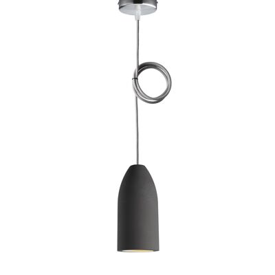 Lampe en béton édition sombre 7,5 x 16 cm, plafonnier avec une lampe, suspension LED avec câble textile gris