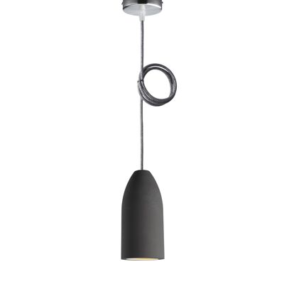 Lámpara Concrete edición dark 7,5 x 16 cm, lámpara de techo de una lámpara, lámpara colgante LED con cable textil de algodón