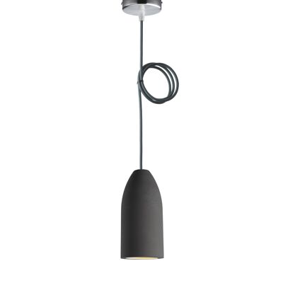 Lámpara Concrete edición dark 7,5 x 16 cm, lámpara de techo de una lámpara, lámpara colgante LED con cable textil pizarra