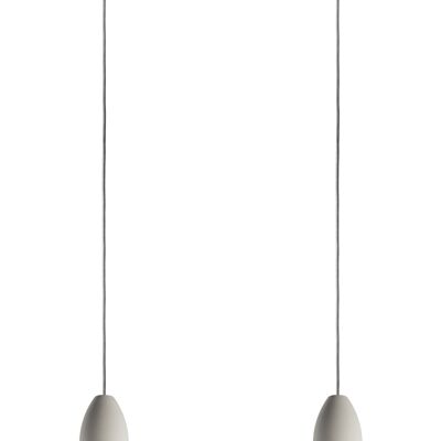 Lámpara 2 llamas light edition, lámpara de salón moderna con cable textil gris fabricada en hormigón