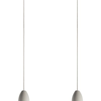 Lampe édition légère 2 flammes, suspension en béton avec câble textile galet, lampe de salon
