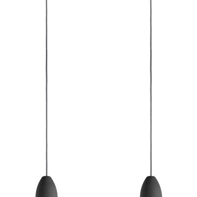 Plafonnier 2 flammes dark edition, lampe de salon béton suspendu avec câble textile coton