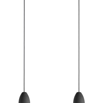 Plafonnier 2 flammes dark edition, lampe de table à manger suspendue en béton avec câble textile ardoise
