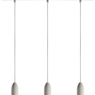 Suspension 3 lampes light edition, plafonnier béton suspendu avec câble textile gris, suspension lampe salle à manger
