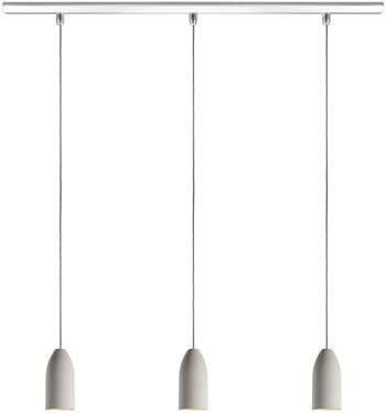 Suspension 3 lampes light edition, plafonnier béton suspendu avec câble textile gris, suspension lampe salle à manger 1