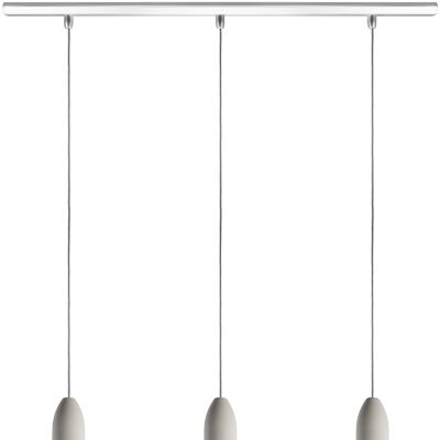 Lampada a sospensione 3 lampadine light edition, lampada da soffitto in cemento appesa con cavo tessile grigio, lampada da pranzo a sospensione