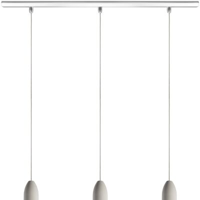 3-flame light edition pendant light, industrial pendant light with pebble textile cable, concrete pendant light