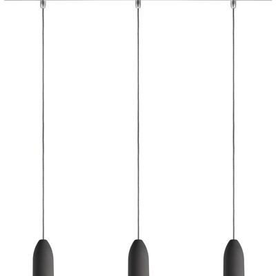 Lampe en béton 3 pièces dark edition, suspension industrielle avec câble textile en coton