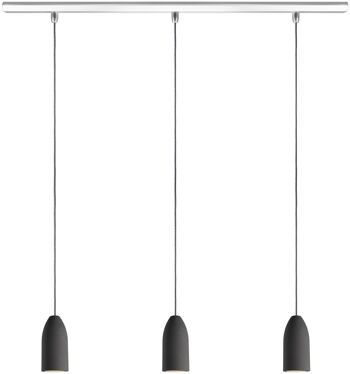 Lampe en béton 3 pièces dark edition, suspension industrielle avec câble textile en coton 1