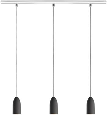 3 plafonnier dark edition, suspension avec câble textile gris, suspension béton, lampe salle à manger table salon cuisine 1