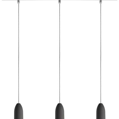 3 plafonnier dark edition, suspension avec câble textile gris, suspension béton, lampe salle à manger table salon cuisine