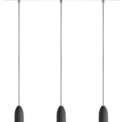 3 suspension cuisine dark edition, plafonnier béton avec câble textile noir, suspension table à manger