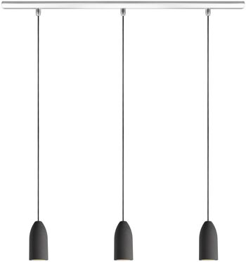 3 suspension cuisine dark edition, plafonnier béton avec câble textile noir, suspension table à manger 1