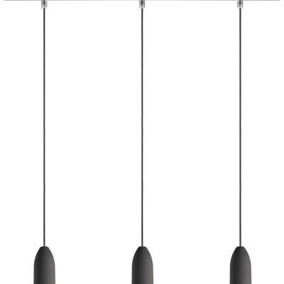 3 suspension cuisine dark edition, plafonnier béton avec câble textile ardoise, suspension table à manger