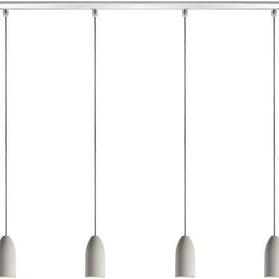Lámpara colgante con 4 llamas edición ligera, lámpara colgante de mesa de comedor con cable textil de algodón, lámpara colgante de mesa de comedor de hormigón