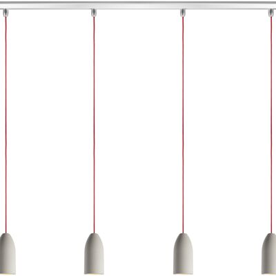 Lámpara de mesa de comedor colgante 4 llamas edición ligera, mesa de comedor colgante con cable textil rojo, lámpara colgante de mesa de comedor