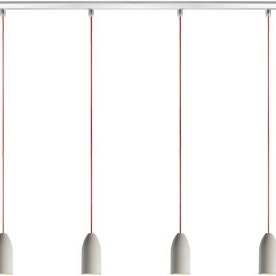 Lámpara de mesa de comedor colgante 4 llamas edición ligera, mesa de comedor colgante con cable textil rojo, lámpara colgante de mesa de comedor