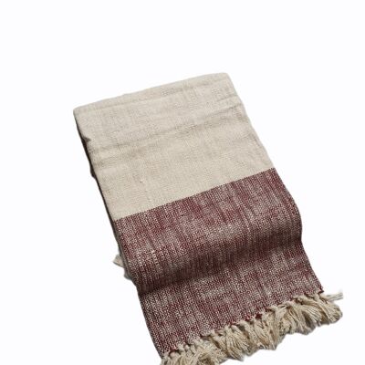 Plaid in cotone Bordeaux con frange