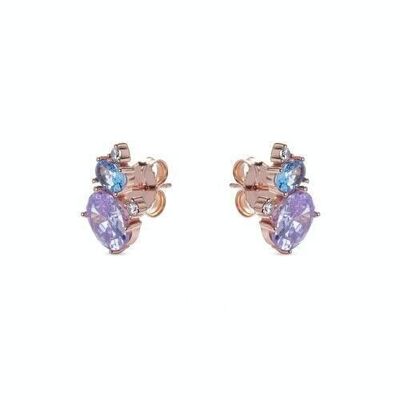 Khufna Earrings in 925 Sterling Silver with 18K Rose Gold Bath and Multicolor Hydrothermal Quartz.
