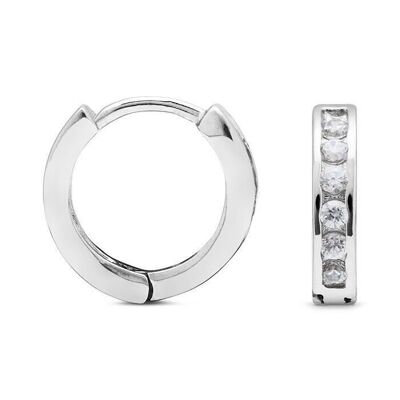 Essential Earrings In 925 Sterling Silver With Rhodium Plating And Brilliant Zirconia. 11.8x2.7