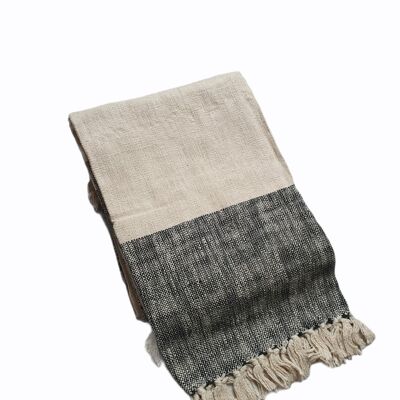 Plaid in cotone Nero con frange