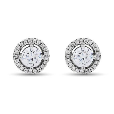 Essential Earrings In 925 Sterling Silver With Rhodium Plating And Brilliant Zirconia. 6.7x6.7