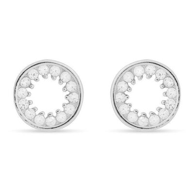 Essential Earrings In 925 Sterling Silver With Rhodium Plating And Brilliant Zirconia. 8.7x8.7