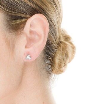 Boucles d'oreilles Rine en argent sterling 925 avec placage de rhodium et zircone brillante. 2