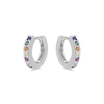 Boucles D'oreilles Leofcar En Argent Sterling 925 Avec Placage De Rhodium Et Zircone Multicolore. 5