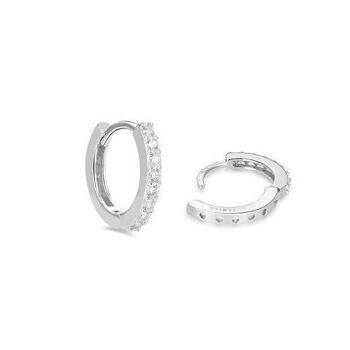 Boucles d'oreilles Valarys en argent sterling 925 avec placage de rhodium et zircone brillante. 6