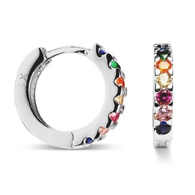 Valarys Earrings In 925 Sterling Silver With Rhodium Plating And Multicolor Zirconia.