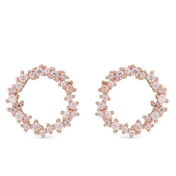 Boucles d'oreilles Thilak en argent sterling 925 avec placage en or rose 18 carats et zircone brillante. 1