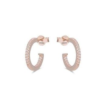 Boucles d'oreilles Xoma en argent sterling 925 avec bain en or rose 18 carats et zircone brillante. 15x1,9 1