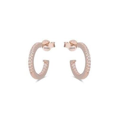 Xoma earrings in 925 sterling silver with 18K rose gold bath and shiny zirconia. 15x1.9