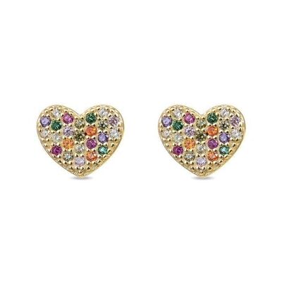 Zari Earrings in 925 Sterling Silver with 18K Yellow Gold Plating and Multicolor Zirconia.