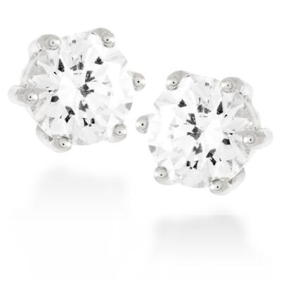 Boucles d'oreilles Qwara en argent sterling 925 avec placage de rhodium et zircone brillante.