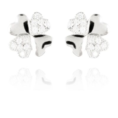 Hatua Earrings In 925 Sterling Silver With Rhodium Plating And Shiny Zirconia.