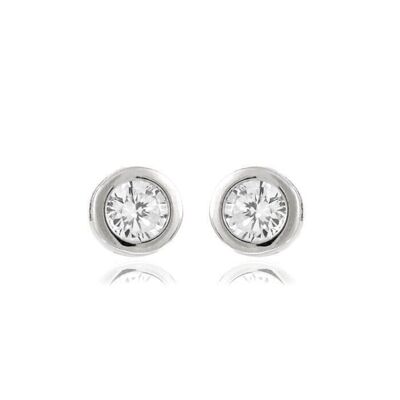 Essential Earrings In 925 Sterling Silver With Rhodium Plating And Brilliant Zirconia. 6.2x6.2
