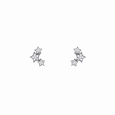 Rhodium-plated 925 sterling silver family earrings with brilliant zirconia.