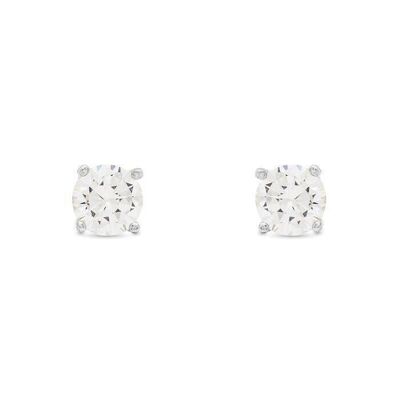 Boucles d'oreilles de base en argent sterling 925 avec placage de rhodium et zircone brillante.