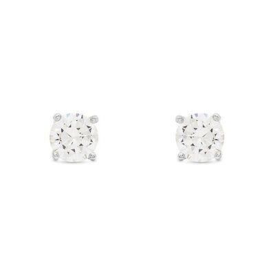Basic Earrings in 925 Sterling Silver with Rhodium Plating and Shiny Zirconia.
